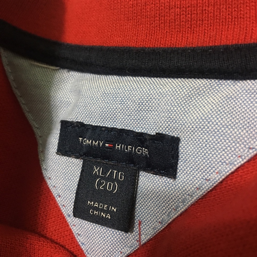 Red Tommy Hilfiger collar shirt